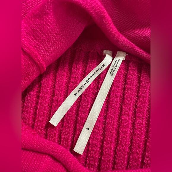 Anthropologie Turtleneck Hot pink Sweater midi mini Dress long sleeves Small - Picture 5 of 7